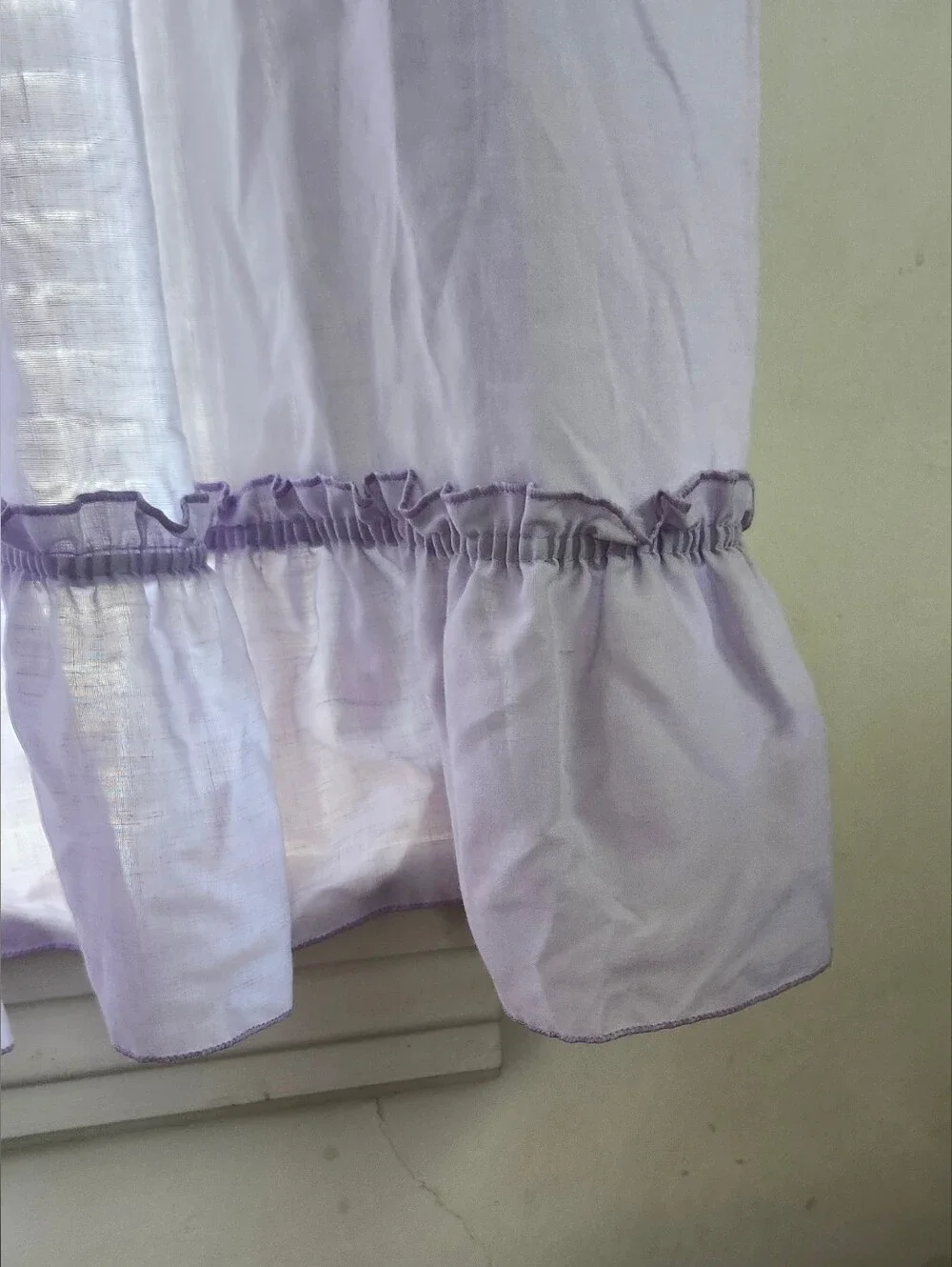 Lavender Ruffled Sheer Window Curtain Panel - Unbranded